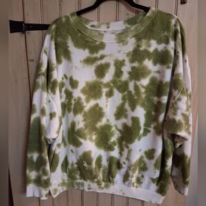 Intimately By FP Green and White Tie-Dye Sweatshirt